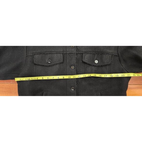 Max Mara Sportmax Black 100% Virgin Wool Jacket Women’s Frayed Hem Italy Size 2 - Picture 16 of 16